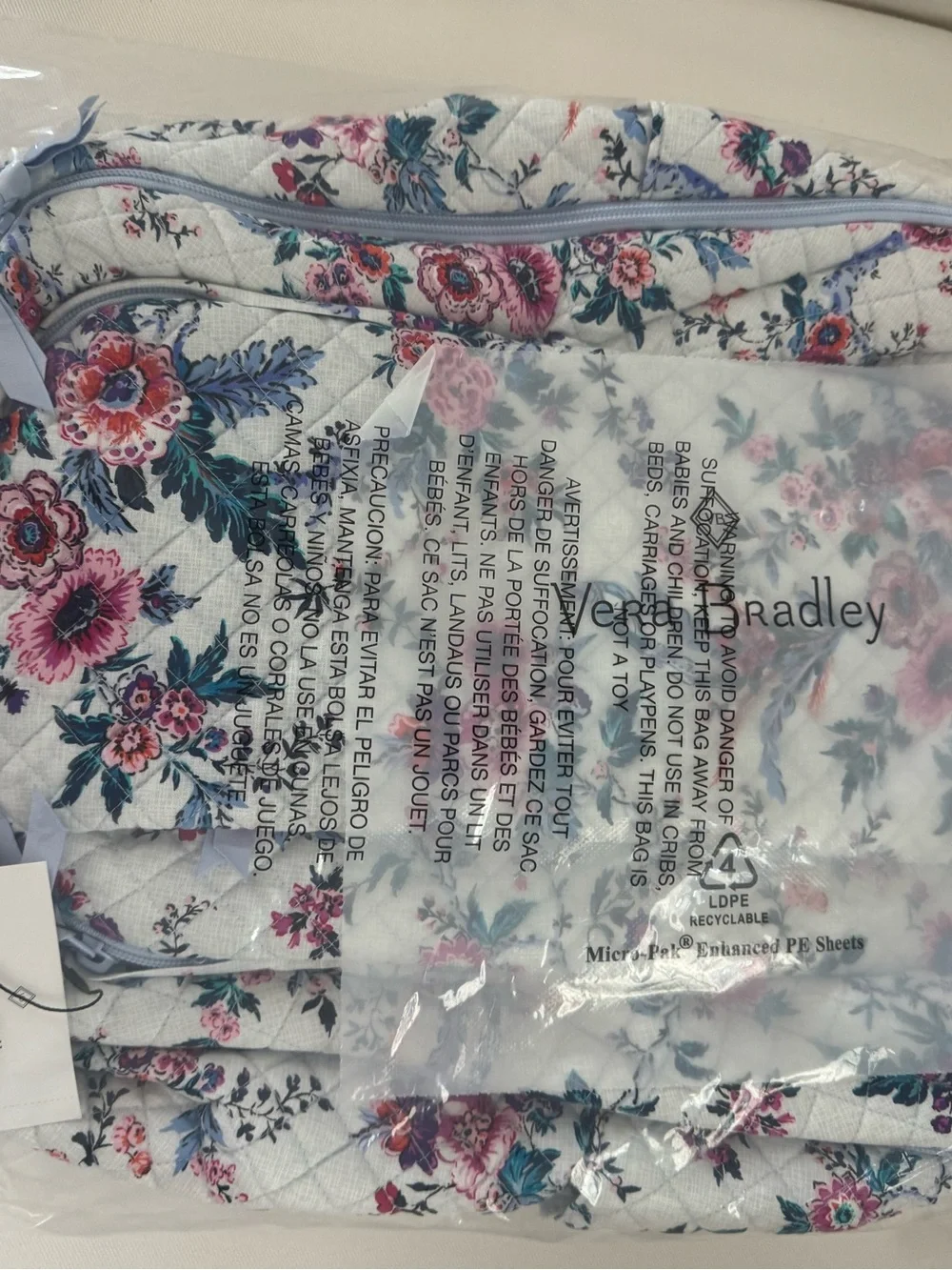 VERA BRADLEY -Cotton Large Travel Backpack Travel Bag, Magnifique Floral- NWT